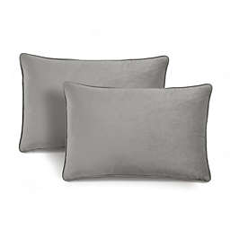 Lush Décor Solid Velvet Oblong Throw Pillow Covers in Dark Grey (Set of 2)