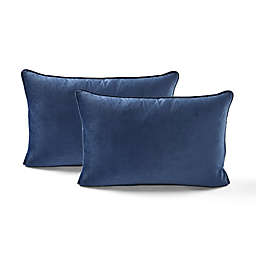 Lush Decor Velvet Solid Oblong Pillow Covers in Navy (Set of 2)