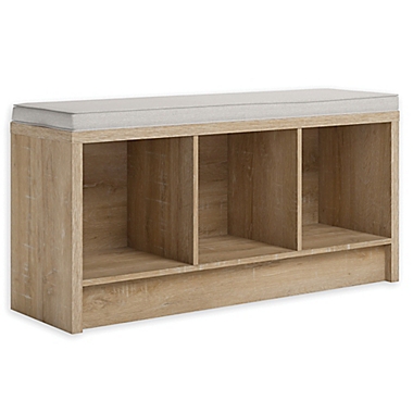 Squared Away&trade; 3-Cube Storage Bench in Oak. View a larger version of this product image.