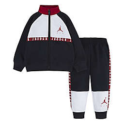 Jordan® Size 12M Jumpman Air Blocked Tricot Fleece Jacket and Pant Set in Black/White