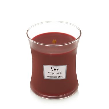 WoodWick&reg; Smoked Walnut & Maple Medium Hourglass Candle. View a larger version of this product image.