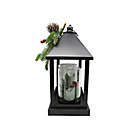 Alternate image 2 for Bee &amp; Willow&trade; Classic Floral LED Christmas Hurricane Lanterns in Black (Set of 2)