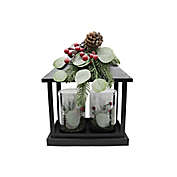 Bee &amp; Willow&trade; Classic Floral LED Christmas Hurricane Lanterns in Black (Set of 2)