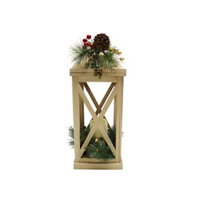 Bee &amp; Willow&trade; Classic Greenery LED Christmas Lantern in Brown<br />