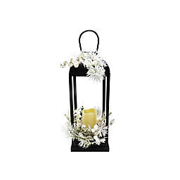 Bee & Willow™ Modern Flocked Pine Indoor/Outdoor LED Christmas Lantern in Black