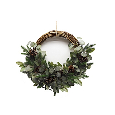 Bee &amp; Willow&trade; 26-Inch Pinecone Half Wreath in Green. View a larger version of this product image.