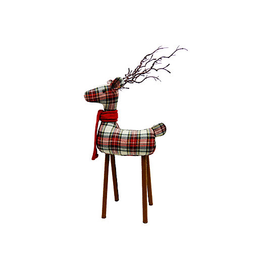 Alternate image 1 for Bee & Willow™ Classic Standing Decorative Reindeer Figure in Plaid