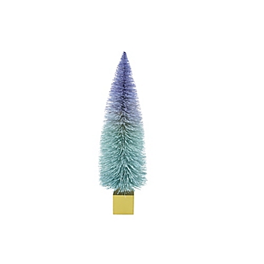 H for Happy&trade; Ombre 12-Inch Bottle Brush Tree Christmas Decoration in Blue. View a larger version of this product image.
