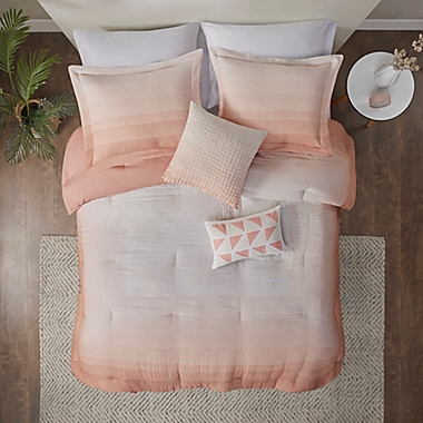 Urban Habitat Maren Ombre Printed Cotton Gauze 5-Piece Full/Queen Comforter Set in Blush. View a larger version of this product image.