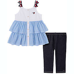 Tommy Hilfiger® 2-Piece Shirt and Legging Set in Blue/White