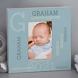 Modern All About Baby Boy Personalized 4-Inch x 6-Inch Vertical Box Frame