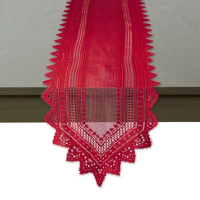 Design Imports Nordic Lace 72-Inch Table Runner in Red
