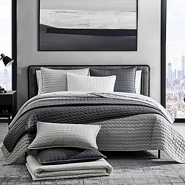 Vera Wang&reg; Herringbone Stitch Quilt Set in Charcoal. View a larger version of this product image.