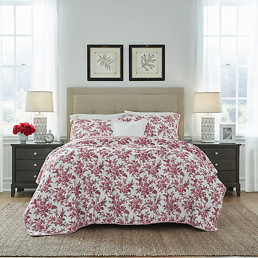 Alternate image 1 for Laura Ashley® Annalise Full/Queen Quilt Set in Red