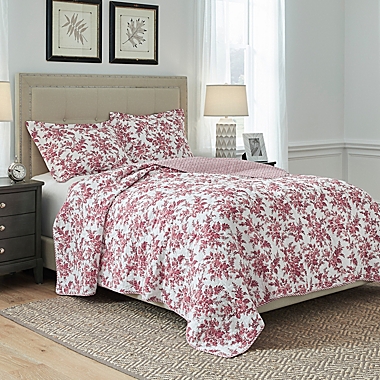 Laura Ashley&reg; Annalise Quilt Set in Red. View a larger version of this product image.