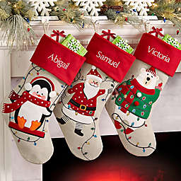 Christmas Lights Santa Personalized Christmas Stocking
