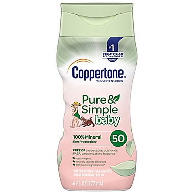 Coppertone&reg; Water BABIES&reg; Pure & Simple 6 fl. oz. Mineral Sunscreen Lotion with SPF 50. View a larger version of this product image.