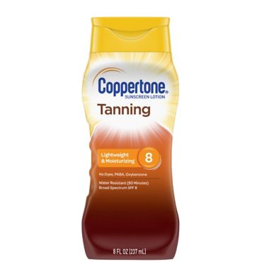 Coppertone&reg; 8 fl. oz. Tanning Lotion Sunscreen SPF 8. View a larger version of this product image.
