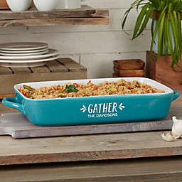 Gather & Gobble Personalized Casserole Baking Dish in Turquoise
