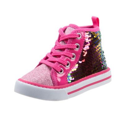 Laura Ashley&reg; Size 5 High Top Lace-Up Sequin Sneaker in Pink