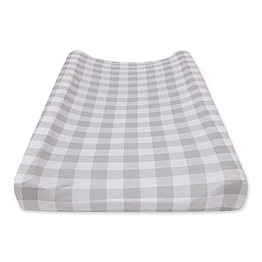Burt&#39;s Bees Baby&reg; Buffalo Check Changing Pad Cover in Fog. View a larger version of this product image.