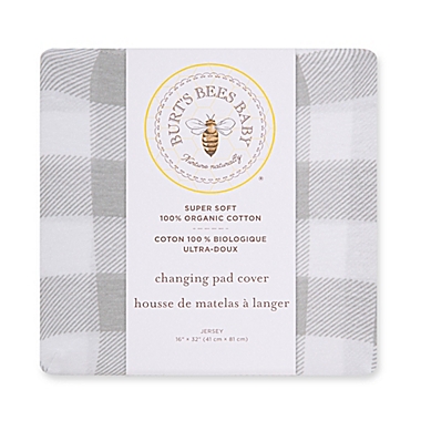 Burt&#39;s Bees Baby&reg; Buffalo Check Changing Pad Cover in Fog. View a larger version of this product image.