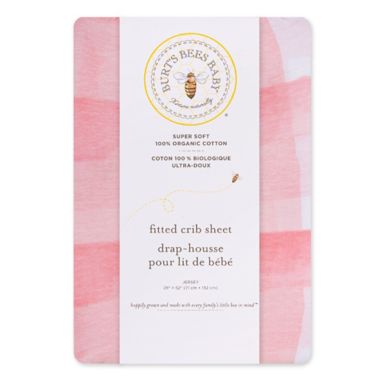 Burt&#39;s Bees Baby&reg; Organic Cotton Watercolor Buffalo Fitted Crib Sheet in Blossom. View a larger version of this product image.