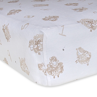 Burt&#39;s Bees Baby&reg; Counting Sheep Organic Cotton Crib Sheet in Cloud. View a larger version of this product image.