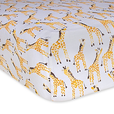 Burt&#39;s Bees Baby&reg; Giraffe Organic Cotton Crib Sheet in Cloud. View a larger version of this product image.