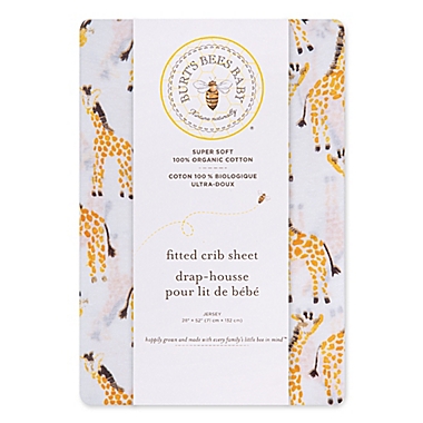 Burt&#39;s Bees Baby&reg; Giraffe Organic Cotton Crib Sheet in Cloud. View a larger version of this product image.