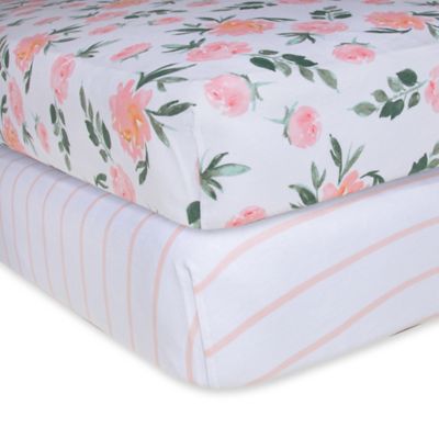 Just Baby Pink Owl/Dot Fitted Crib Sheet Baby Shower Gift 2 Pack Semi-Waterproof