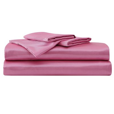 Betsy Johnson&reg; Solid Satin Pastel Pink Queen Sheet Set