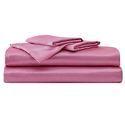 Betsy Johnson® Solid Satin Pastel Pink Queen Sheet Set