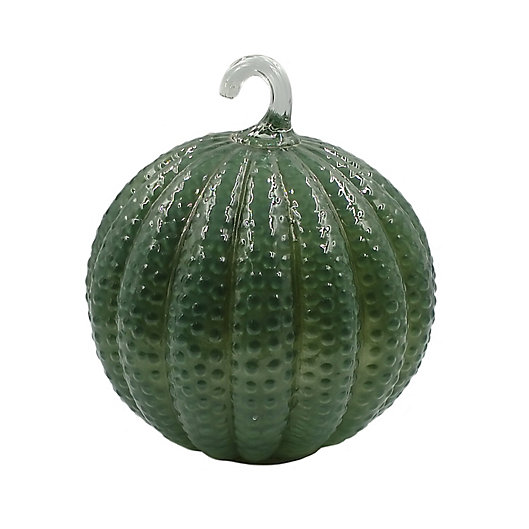 Alternate image 1 for Bee & Willow™ Textured Glass LED Pumpkin in Green