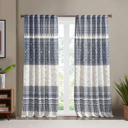 INK+IVY Mila Cotton Printed Window Curtain Panel with Chenille detail and Lining