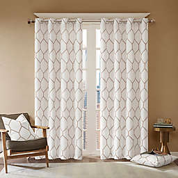 Madison Park® Brooklyn 95-Inch Metallic Geo Embroidered Window Panel Curtain in Taupe