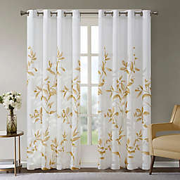 Madison Park® Cecily 84-Inch Printed Grommet Semi-Sheer Window Curtain Panel in Yellow (Single)