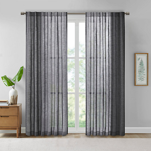 Alternate image 1 for Madison Park® Kane Texture Printed Woven Faux Linen Window Curtain Panel