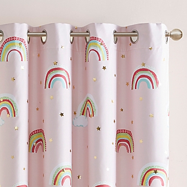 Mi Zone Kids Alicia 84-Inch Rainbow with Metallic Total Blackout Window Curtain Panel in Pink. View a larger version of this product image.