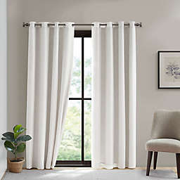 SunSmart Makayla 95-Inch Cotton Window Curtain Panel with Removable Total Blackout Liner in White