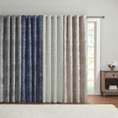 SunSmart Amelia 84-Inch Paisley Total Blackout Grommet Top Window Curtain Panel in Grey. View a larger version of this product image.