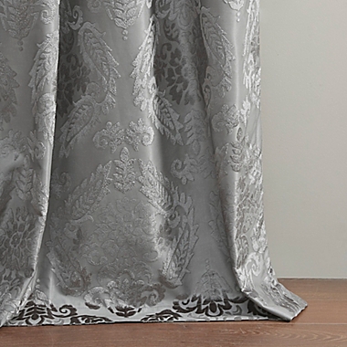SunSmart Amelia 84-Inch Paisley Total Blackout Grommet Top Window Curtain Panel in Grey. View a larger version of this product image.