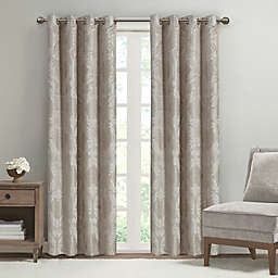 SunSmart Amelia 84-Inch Paisley Total Blackout Grommet Top Window Curtain Panel in Champagne