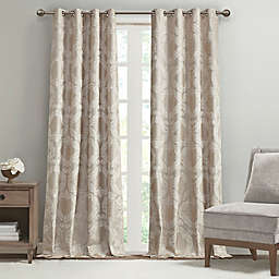 SunSmart Amelia 108-Inch Paisley Total Blackout Grommet Top Window Curtain Panel in Champagne