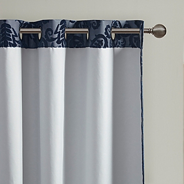 SunSmart Amelia 84-Inch Paisley Total Blackout Grommet Top Window Curtain Panel in Navy. View a larger version of this product image.