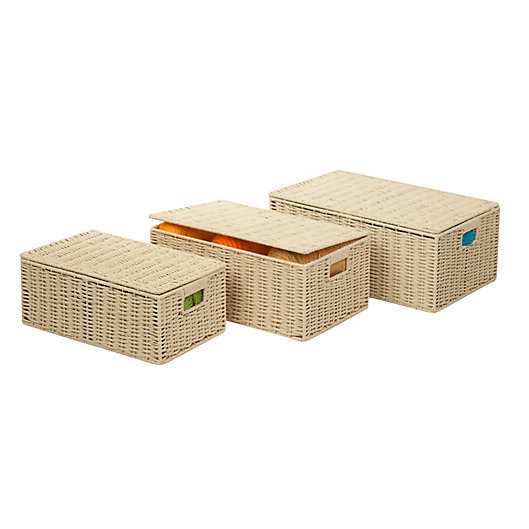 Alternate image 1 for Honey-Can-Do® 3-Piece Paper Rope Baskets with Lids Set in Butter
