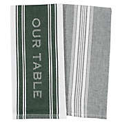 Our Table&trade; Banded Logo Kitchen Towels in Green (Set of 2)