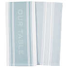 Alternate image 0 for Our Table&trade; Banded Logo Kitchen Towels in Mist (Set of 2)