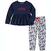 Tommy Hilfiger&reg; 2-Piece Logo Top and Star Jogger Set in Navy