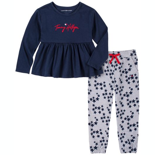 Tommy Hilfiger® 2-Piece Logo Top Star Jogger Set in Navy | Bed & Beyond